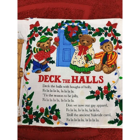 Merry Christmas Songbook Fabric Childrens Holiday Book With Illustrated Teddy Be - Picture 4 of 10